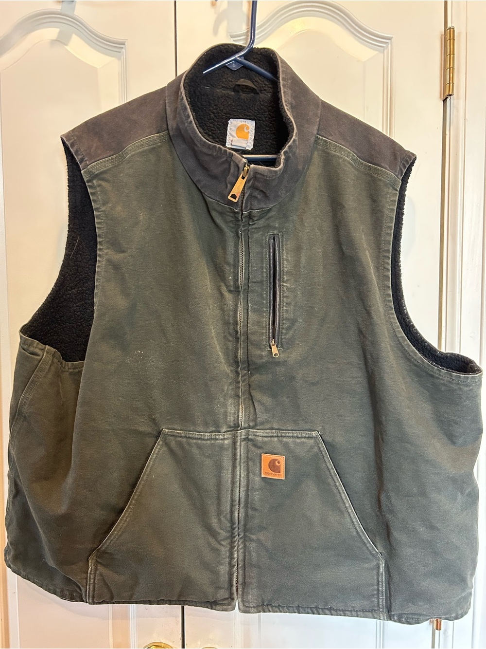 Carhartt Men 3XL moss green canvas Sherpa work vest